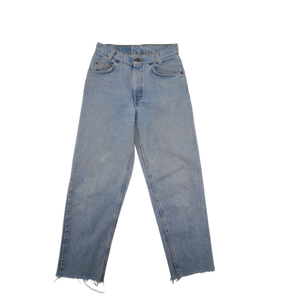 Levi’s 550 Vintage Jeans Made USA Light Wash Raw Hem Button 554 W27 L30